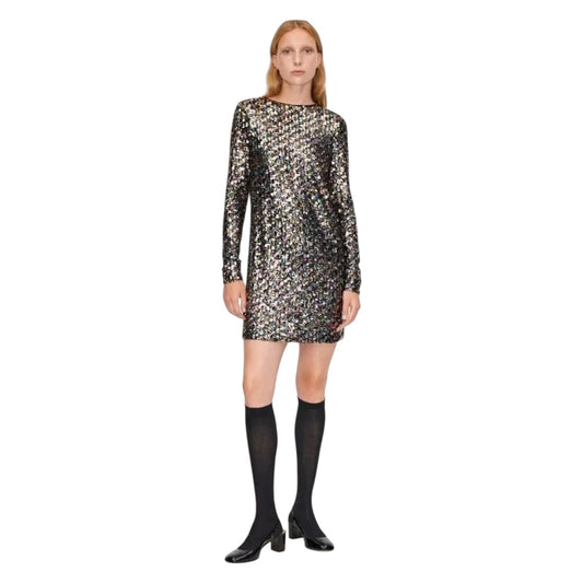 Me + Em Black Sequin Mini Long Sleeve Dress - 10