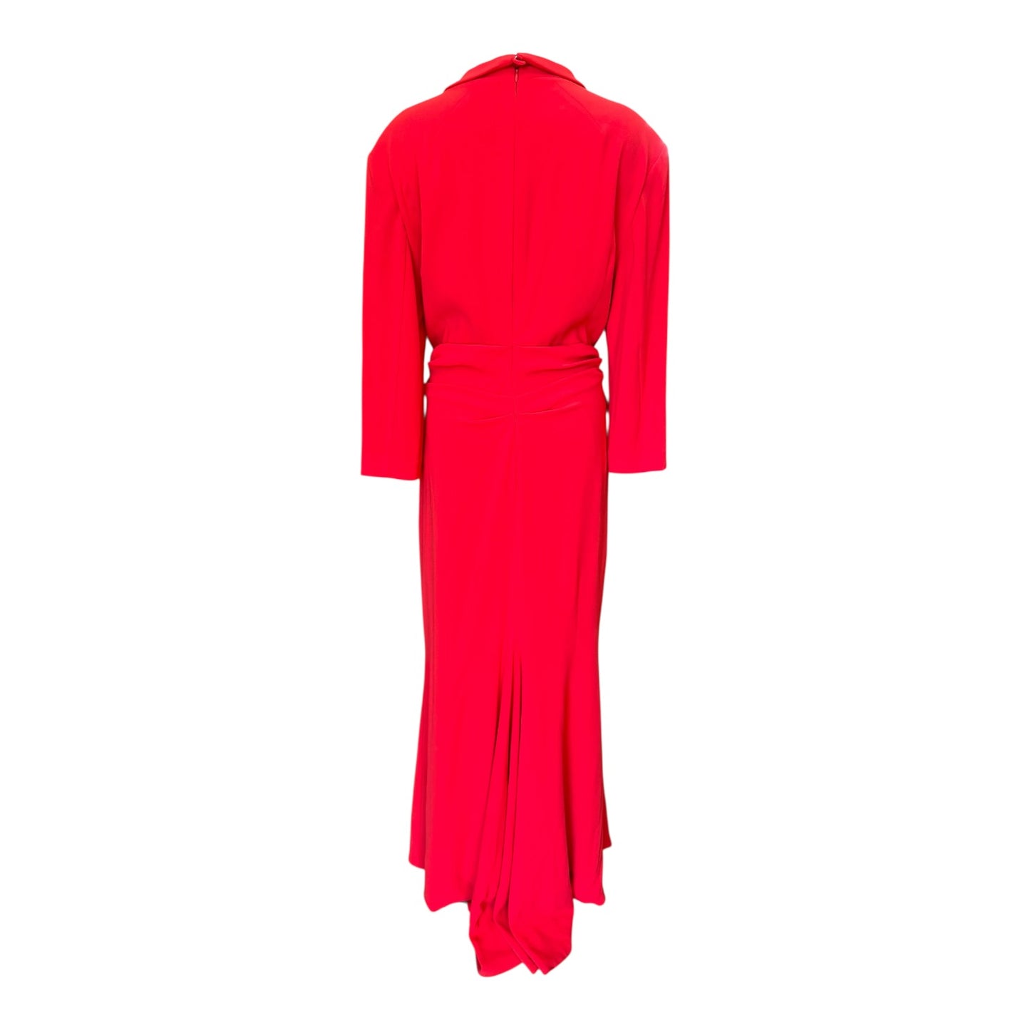 Talbot Runhof Red Wrap Effect Draped Crepe Gown - 16
