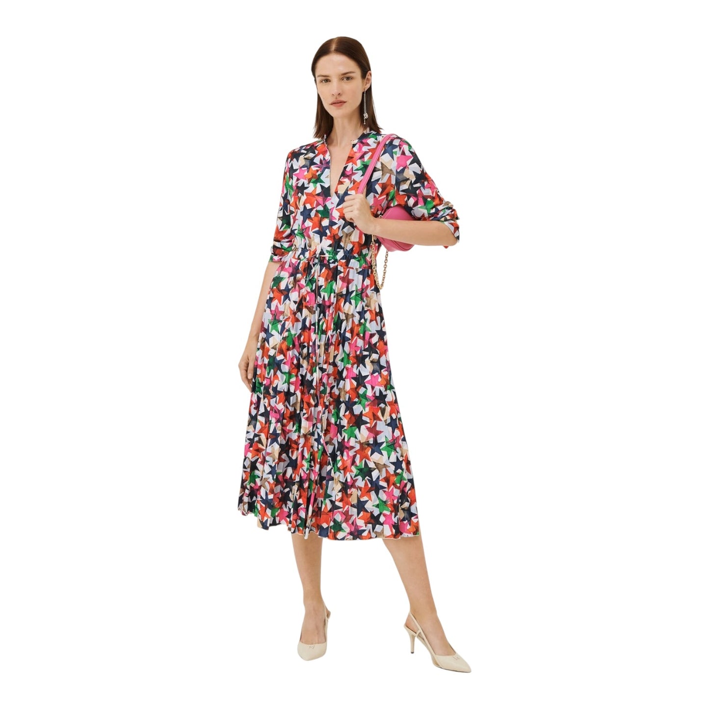 Marella Callas Fuchsia Pink Star Print Jersey Dress - 12