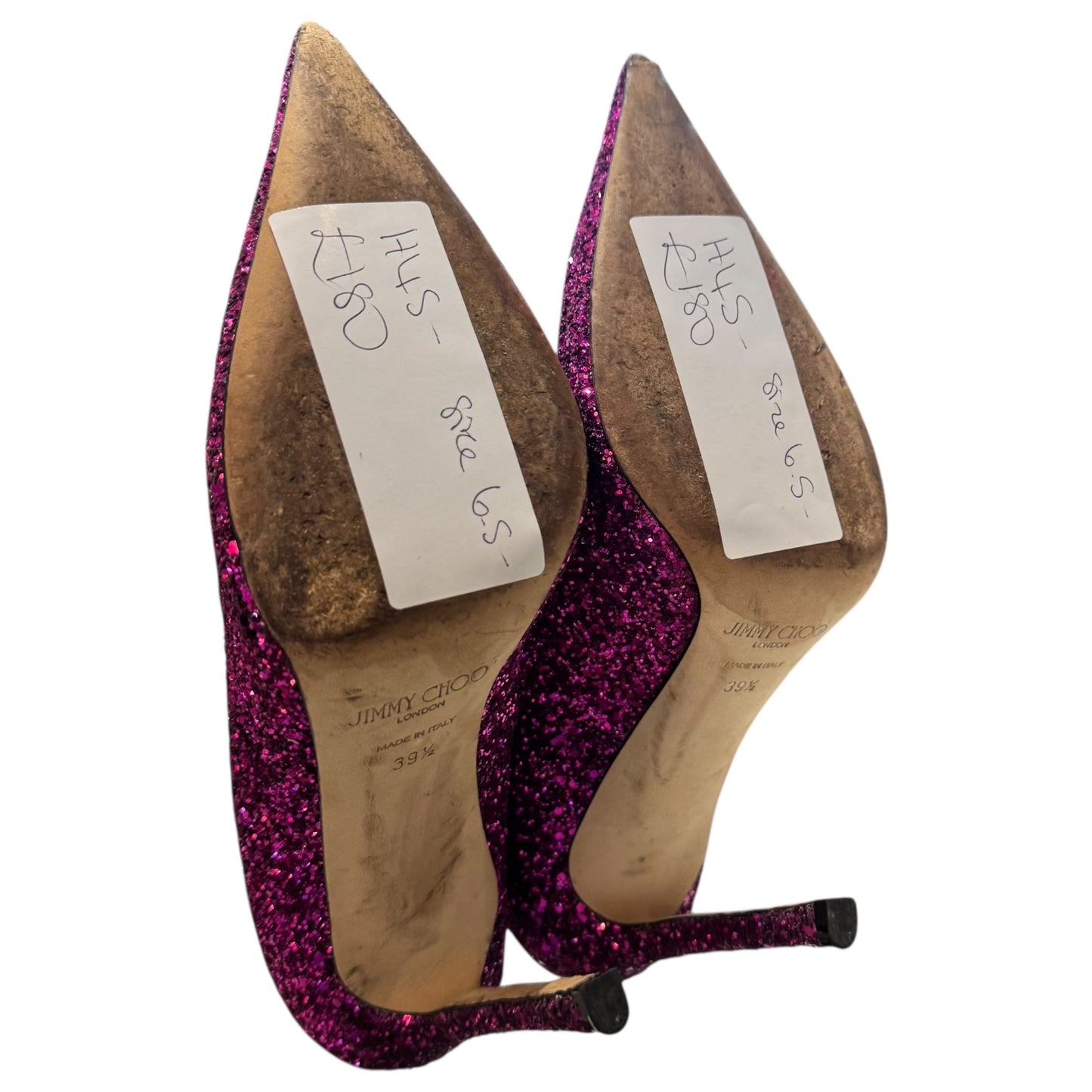 Jimmy Choo Fuchsia Pink Sparkle Casse 110 Heels - 39.5 / 6.5