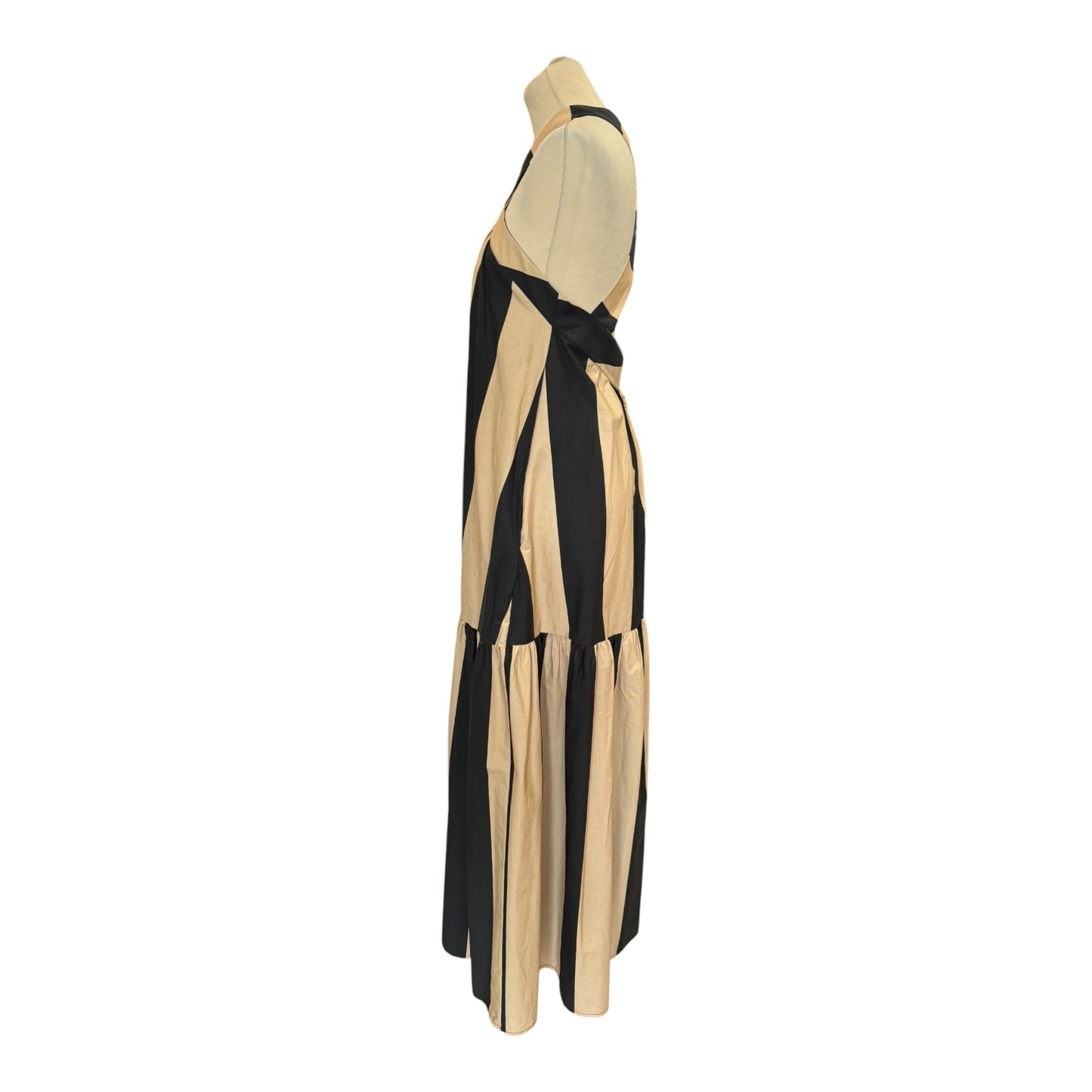 Souvenir Black and Beige Stripe Halterneck Dress - 10