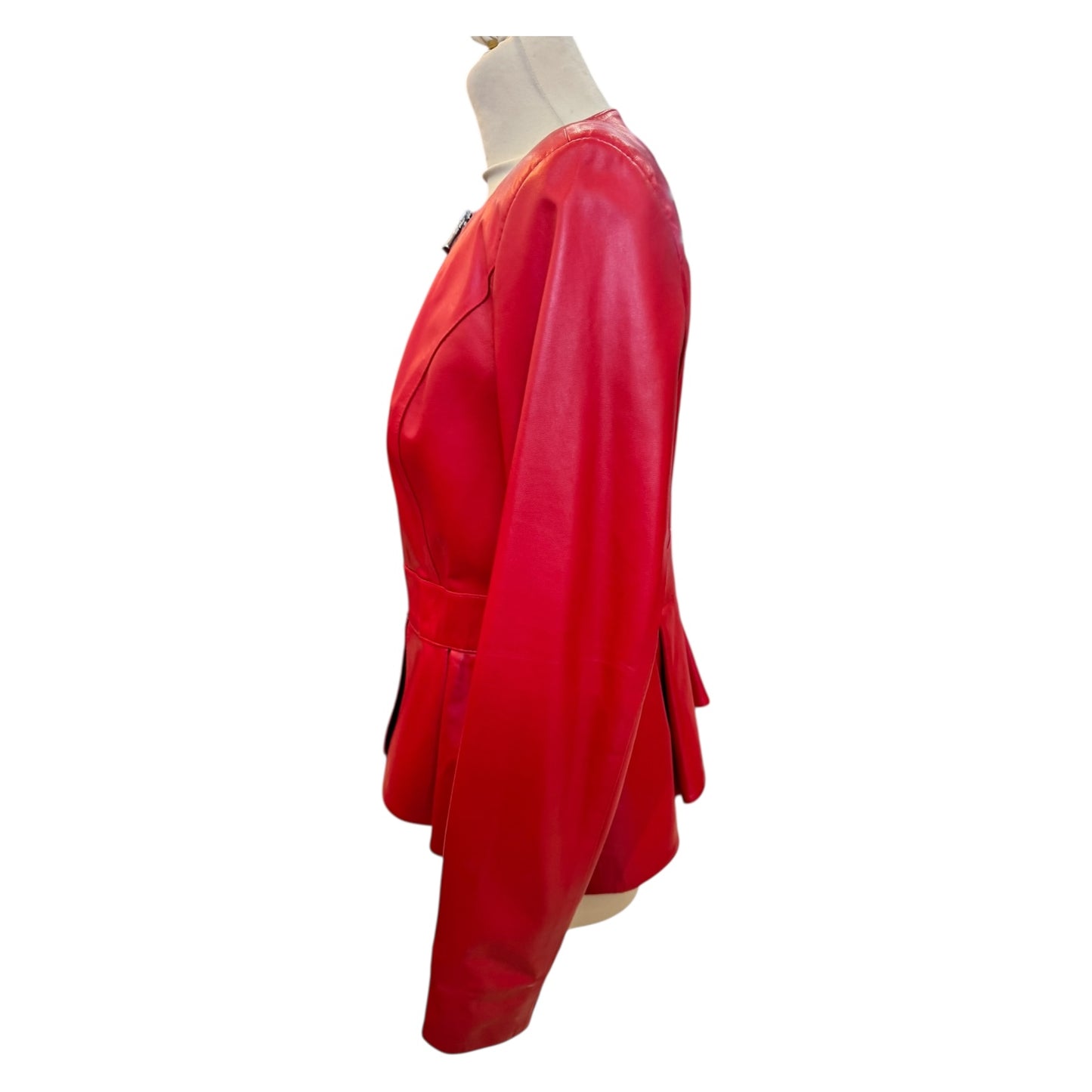 Tahlia Red Peplum Leather Jacket - 10/12 - NEW