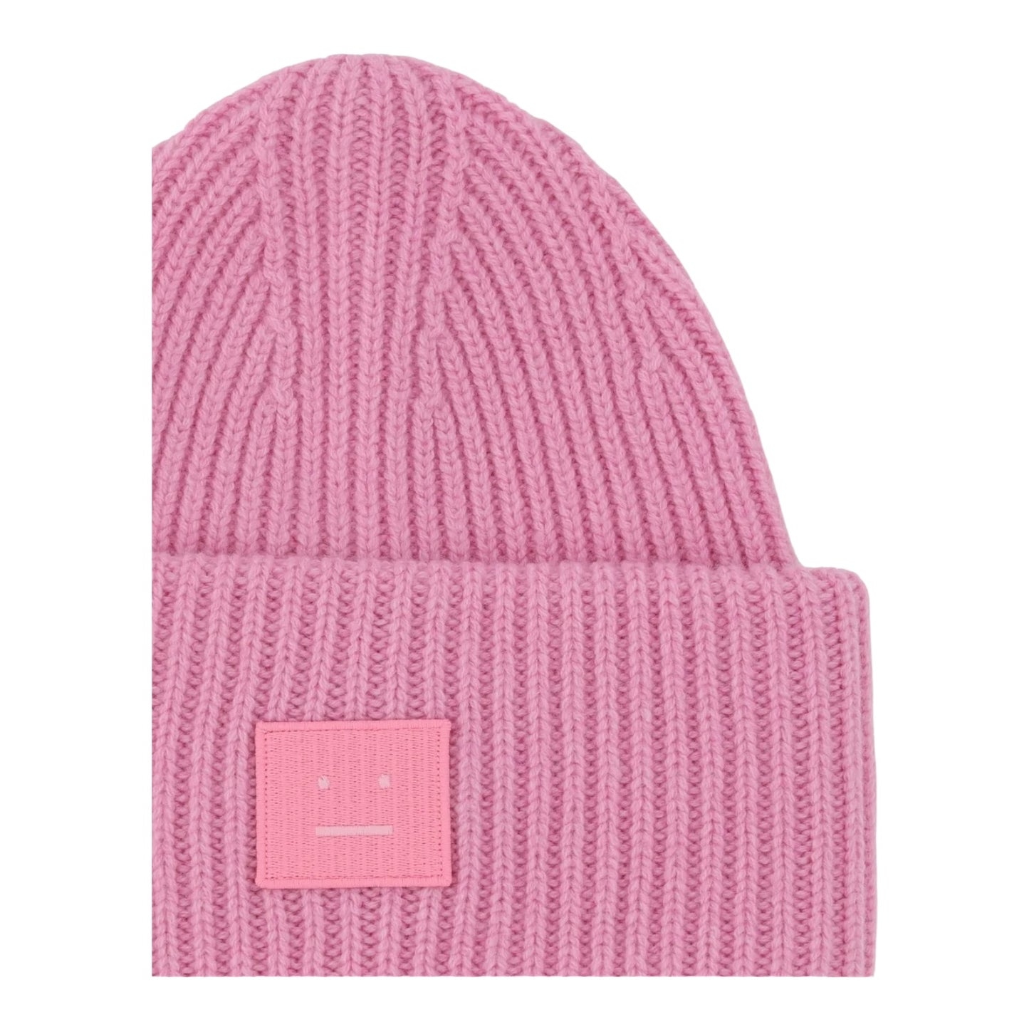 Acne Studios Pink Face Logo Wool Beanie