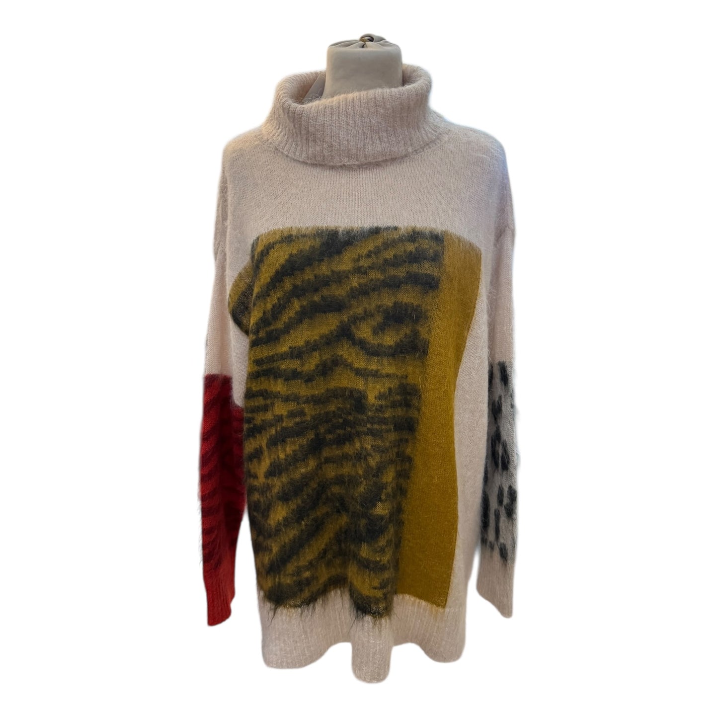 Luisa Cerano Beige and Animal Print Sweater - 14