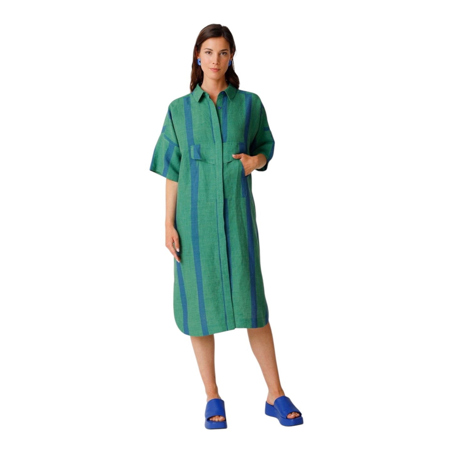 SKFK Eliza Linen and Cotton Striped Dress - 10/12