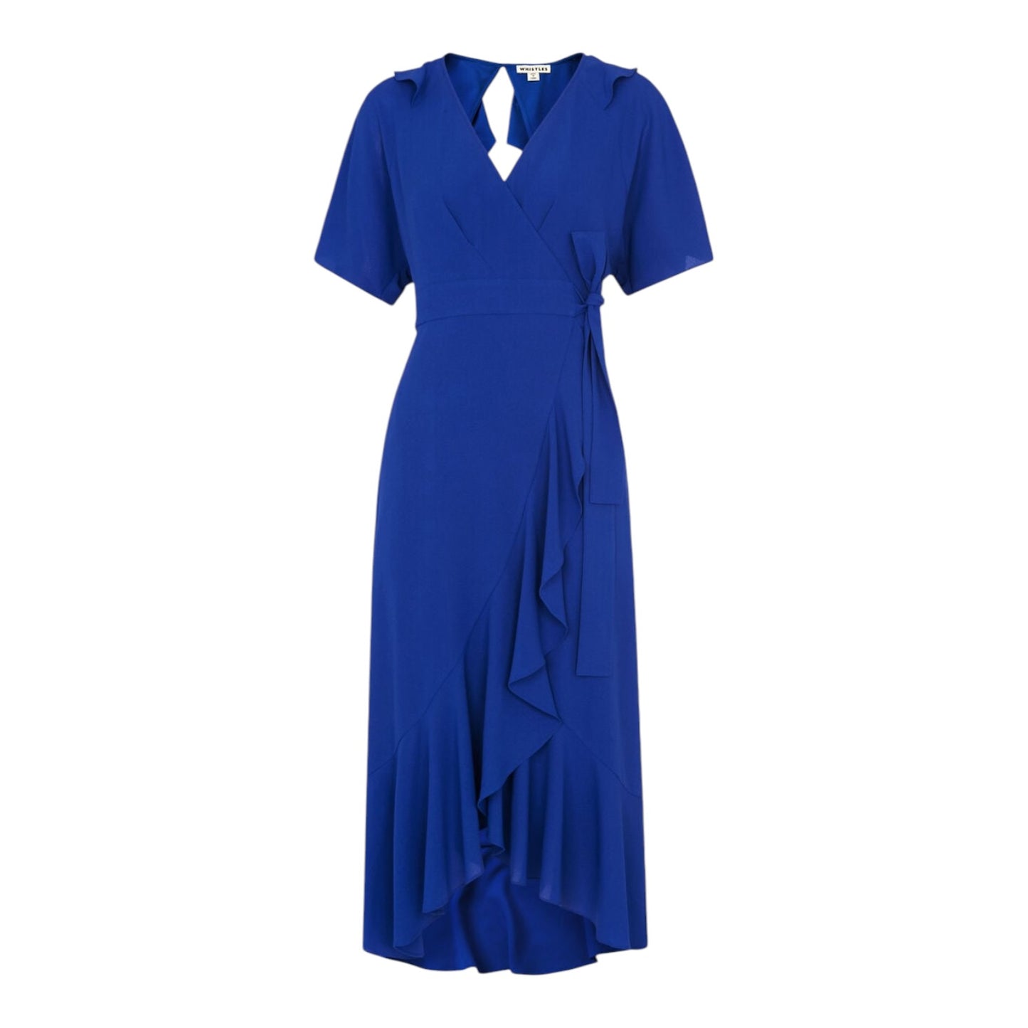 Whistles Blue Abigail Frill Wrap Midi Dress - 12