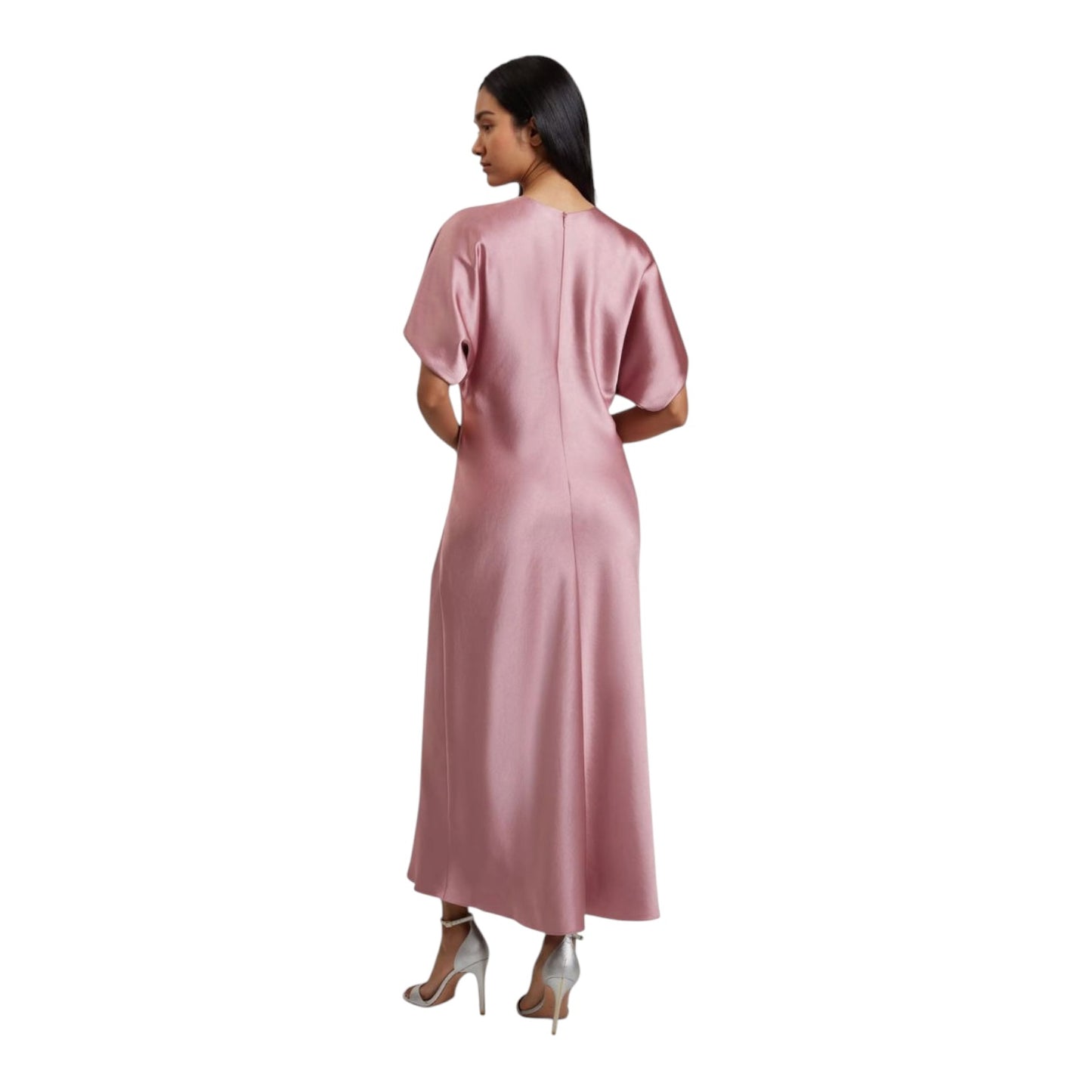 Ted Baker Fianaa Pink Satin Midi Dress - 10
