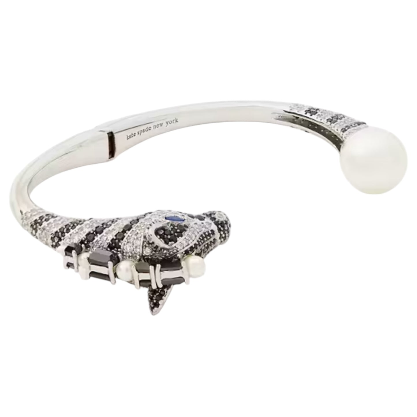Kate Spade Earn Your Stripes Hinge Cuff Zebra Pearl Cubic Zirconia
