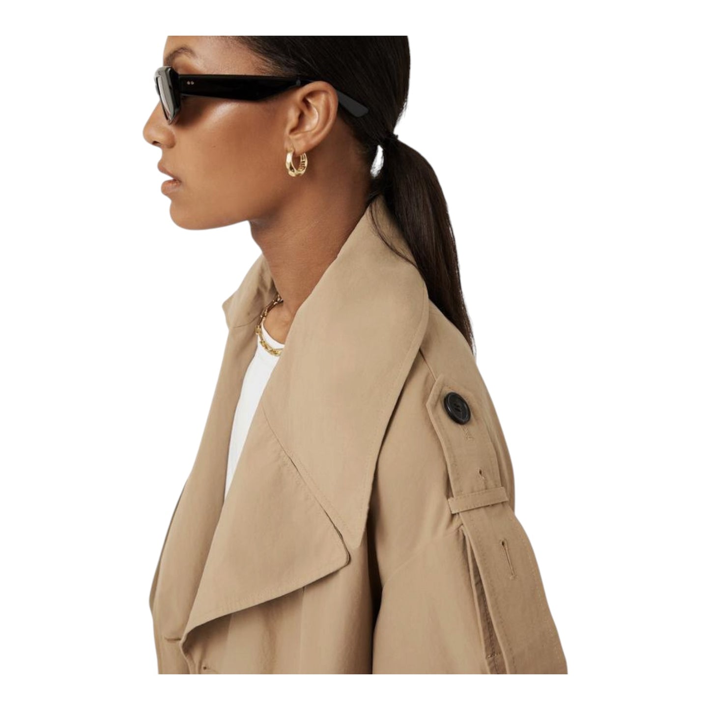 Jigsaw Oversized Cotton Trench Coat in Stone - 10