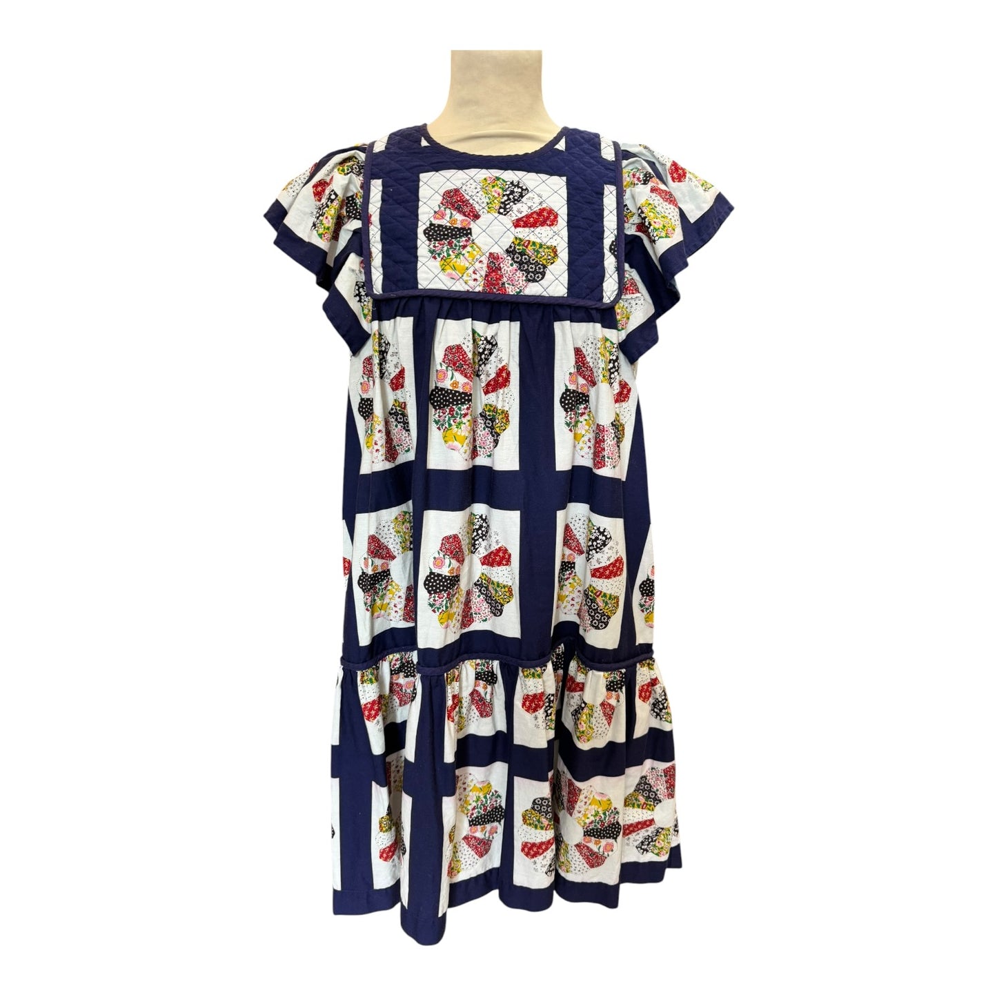 Sea Pippin Patchwork Flutter Sleeve Tunic Dress - 10/12