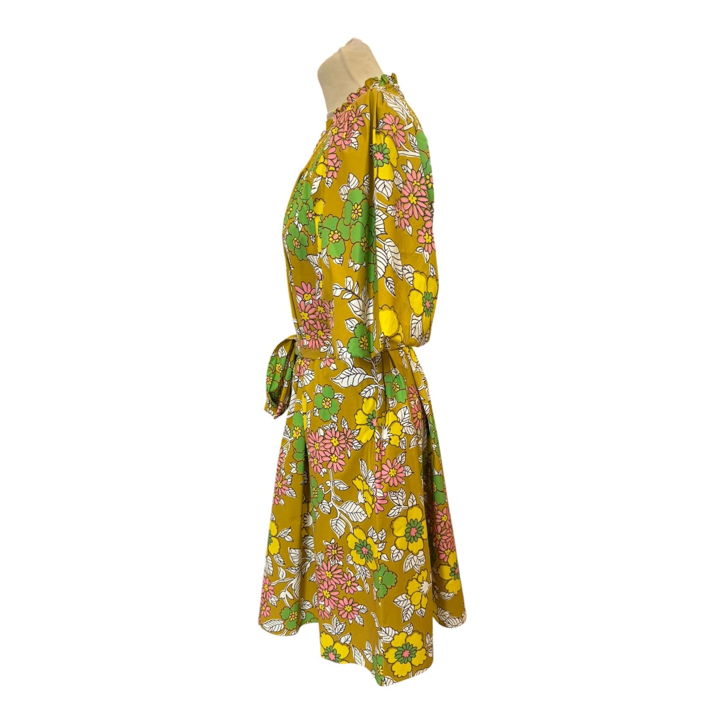 Tory Burch Mustard Floral Tie Dress - 10