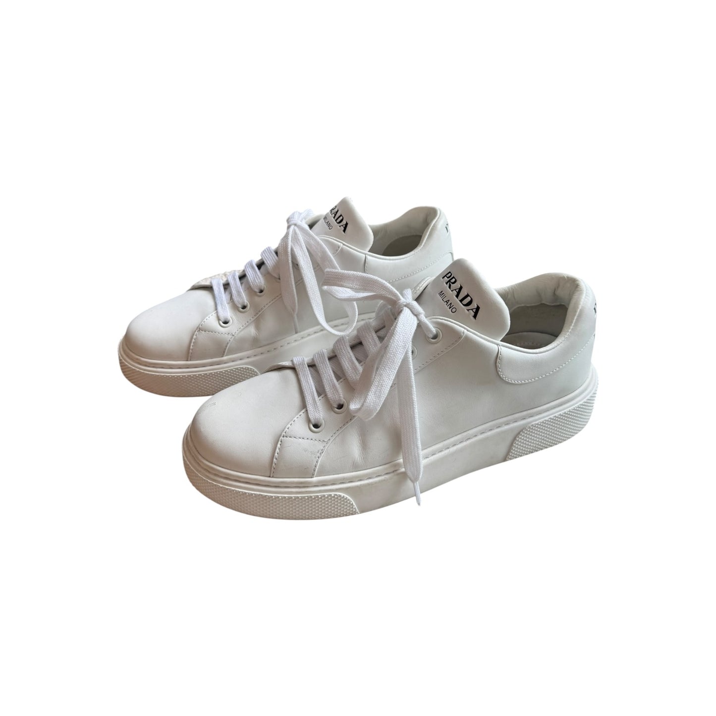 Prada White Leather Platform Trainers - 40/7