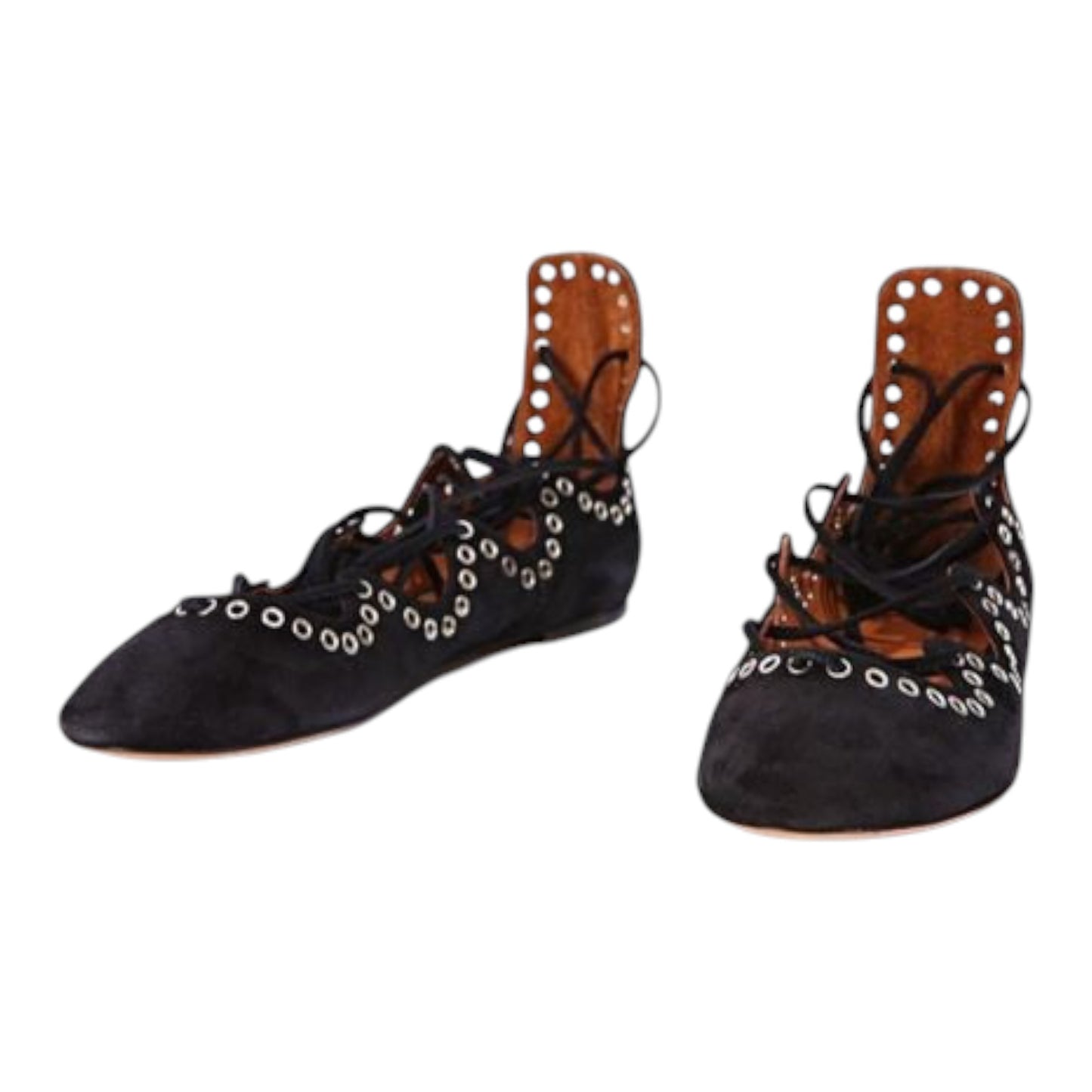 Isabel Marant Black Leo Lace Up Ballet Flats - 41/8