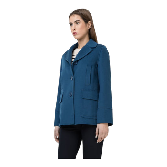 S Max Mara Marina Blue Wool Coat - 10/12