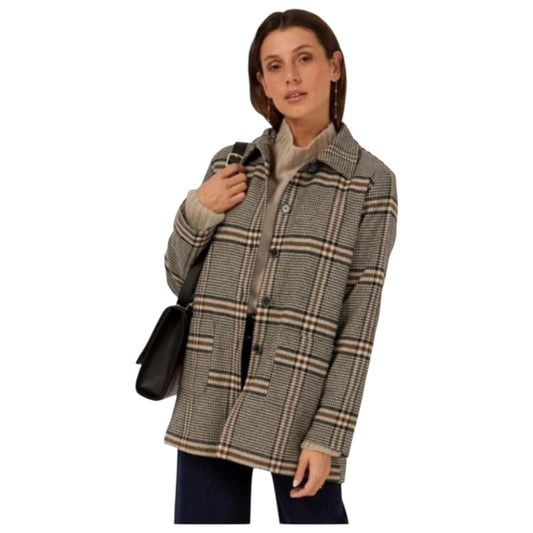 Mus & Bombon Grey and Brown Check Coat - 12