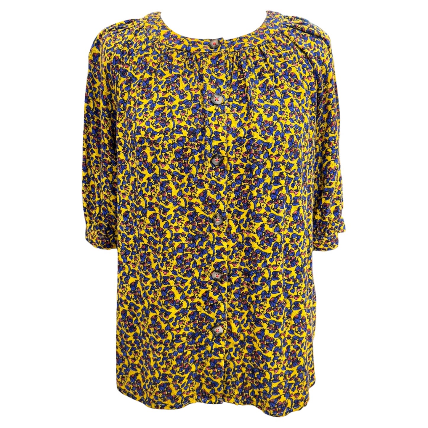 Maeve Anthropologie Gold and Cobalt Top - 10/12