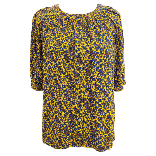 Maeve Anthropologie Gold and Cobalt Top - 10/12