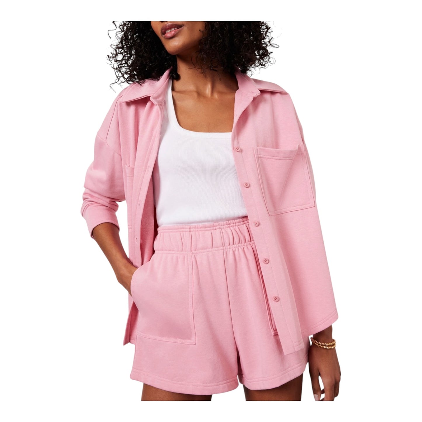 Mint Velvet Pink Double-Cuff Overshirt - 12/14