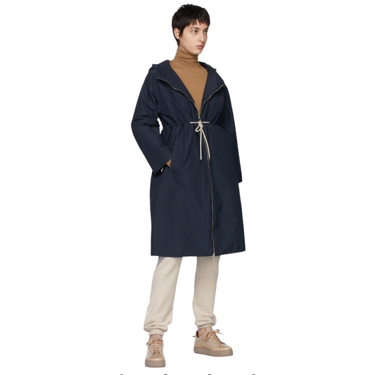 Max Mara Navy Cotton Hooded Zip-Up Eparka Coat - 8/10