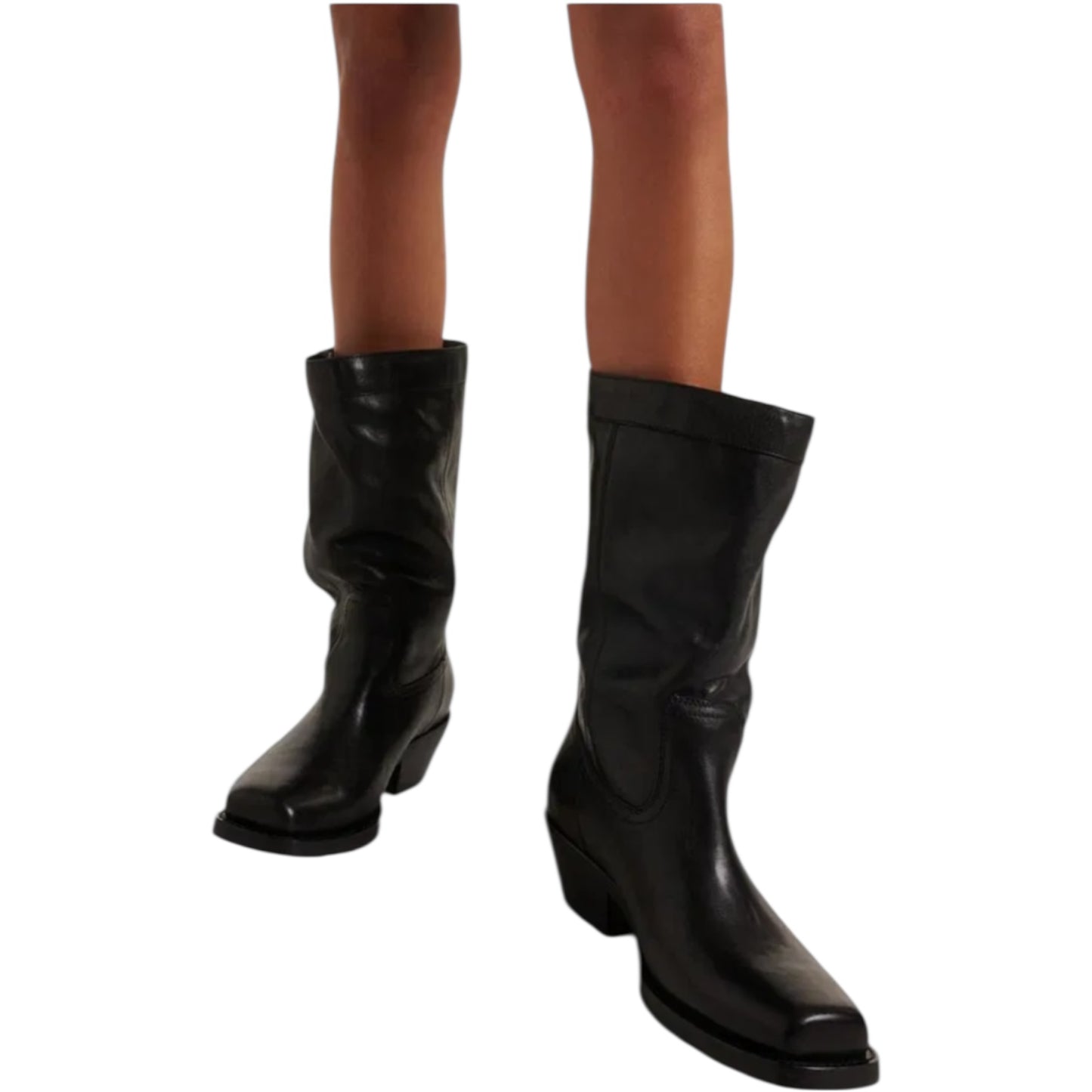 Isabel Marant Ademe Black Leather Cowboy Boots - 39 / 6 - NEW
