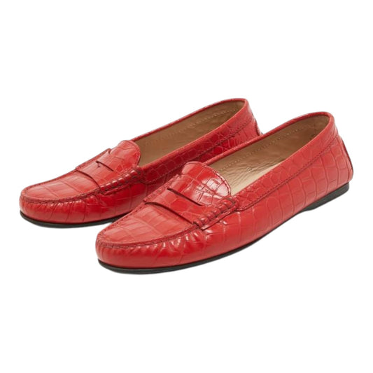 Tod's Red Croc Leather Gommini Mocasinno Driving Shoes - 39.5/6.5