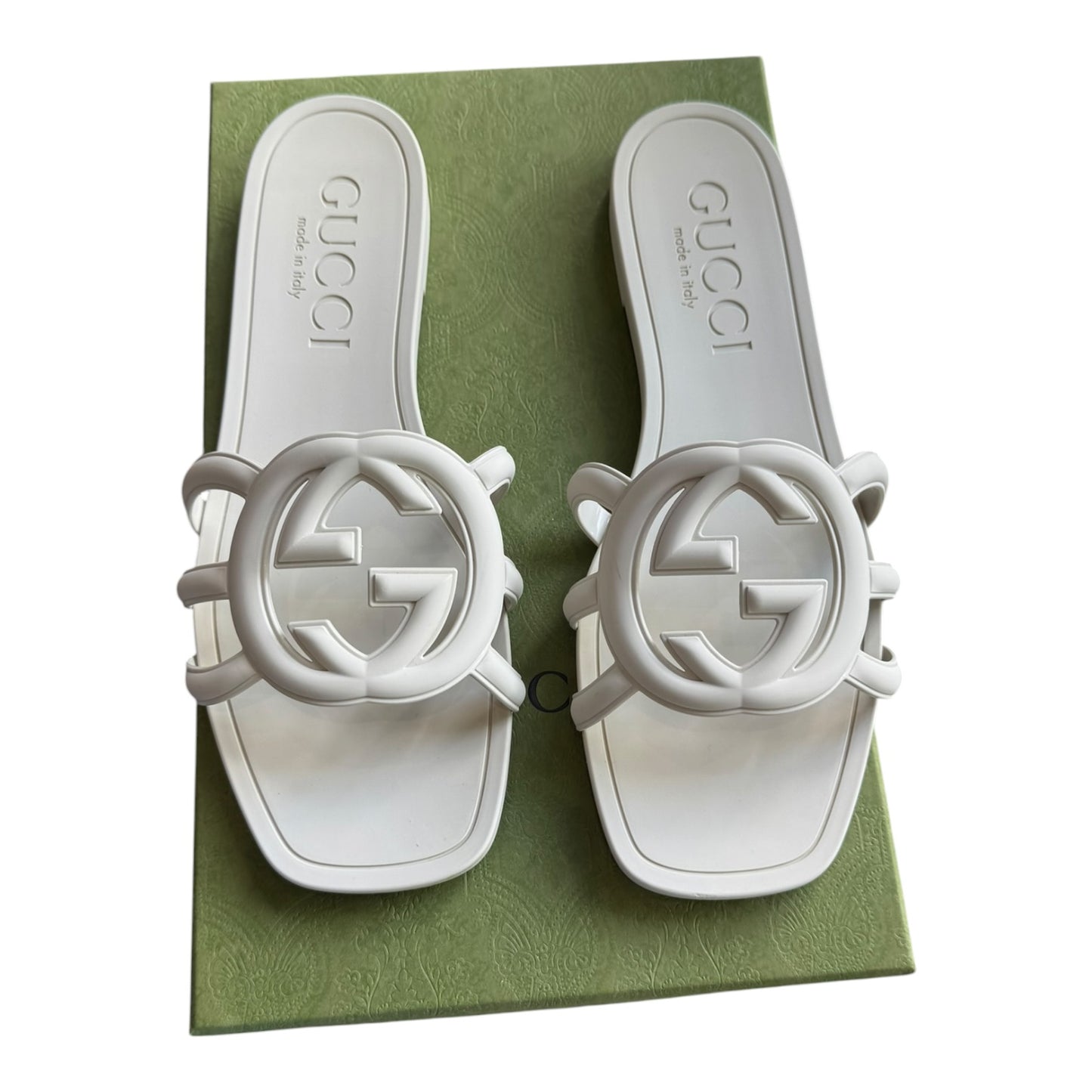 Gucci Interlocking G Light Grey Slides - 39/6