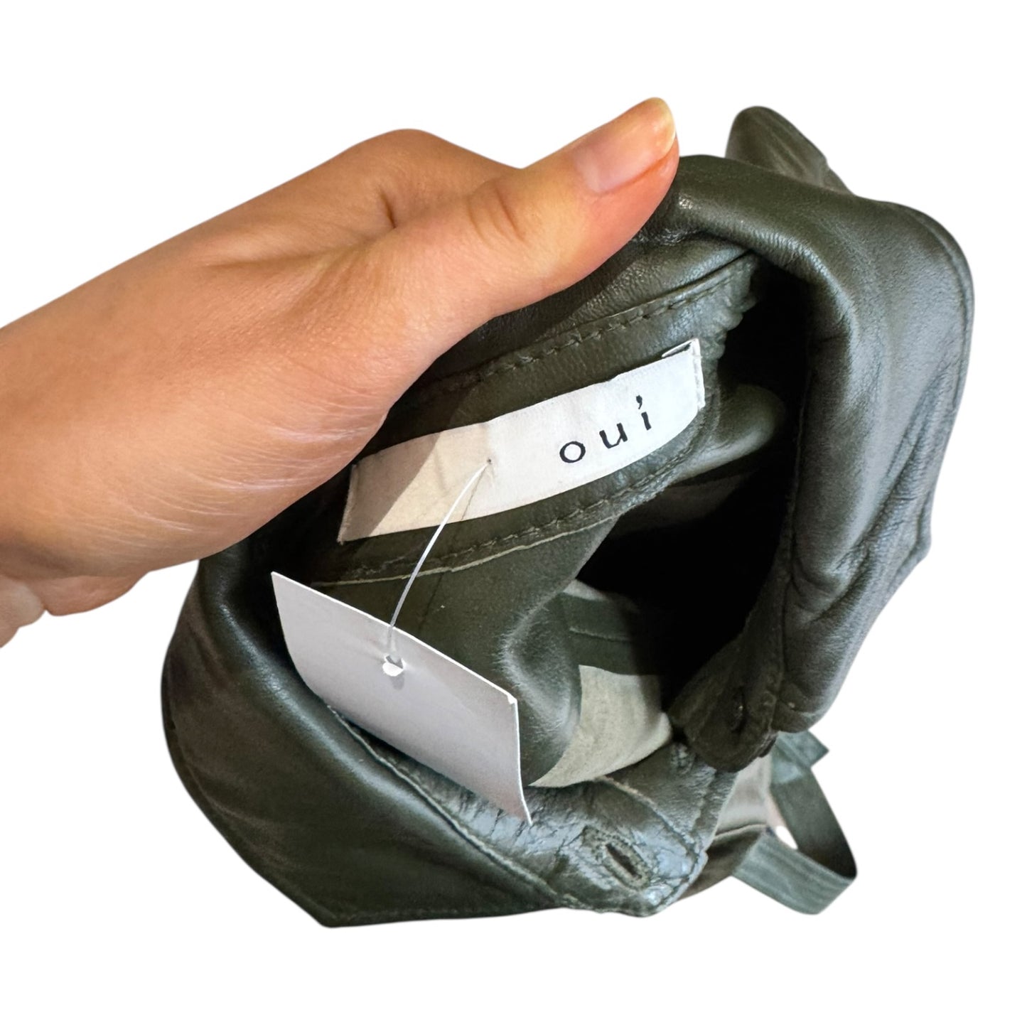 Oui Khaki Leather Coat Dress - 6/8