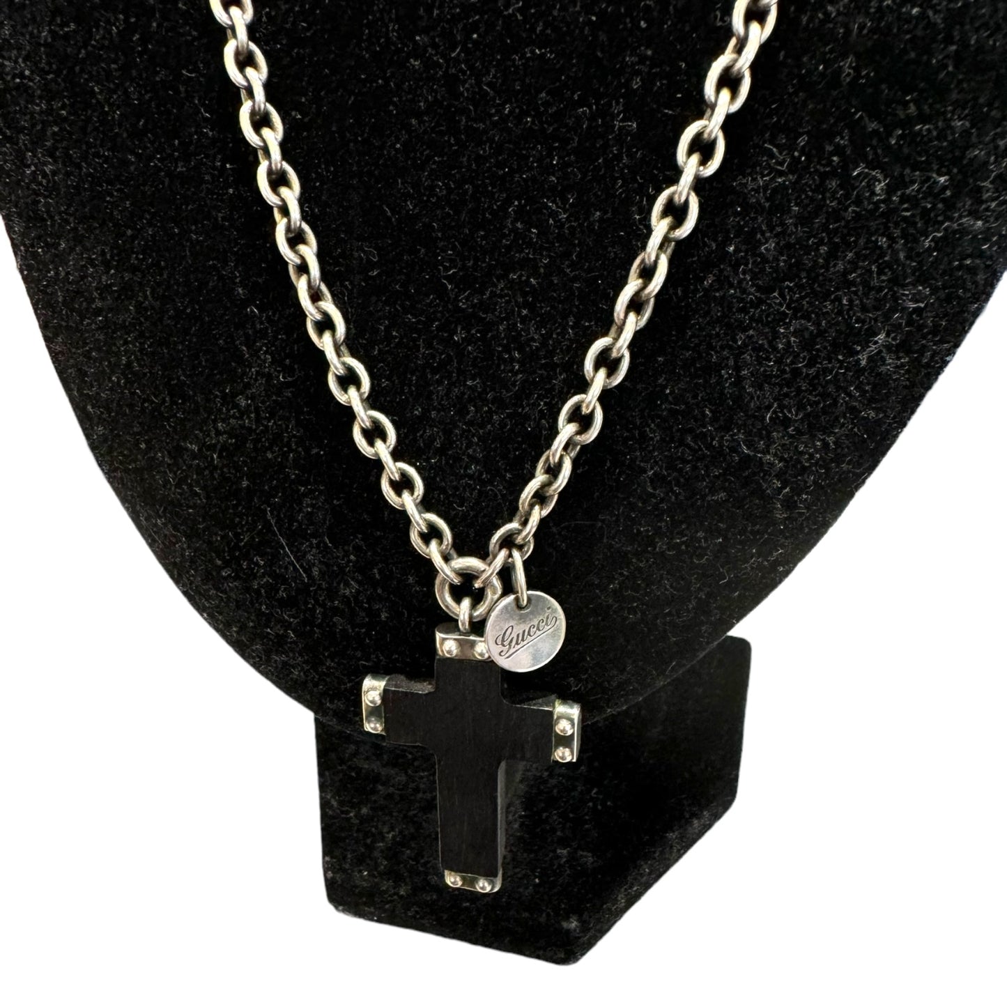 Gucci Silver Necklace with Ebony Cross