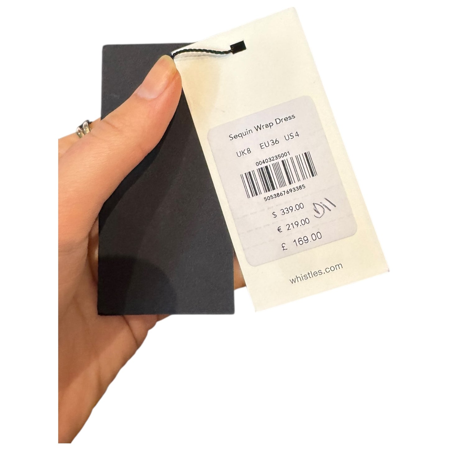 Whistles Black Sequin Wrap Dress - 10 - NEW