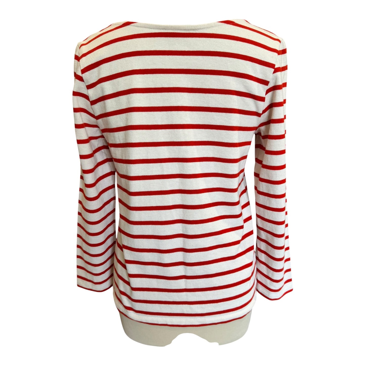 Sézane Linéa Marinière Stripe Top in Ecru/Bright Red - 10