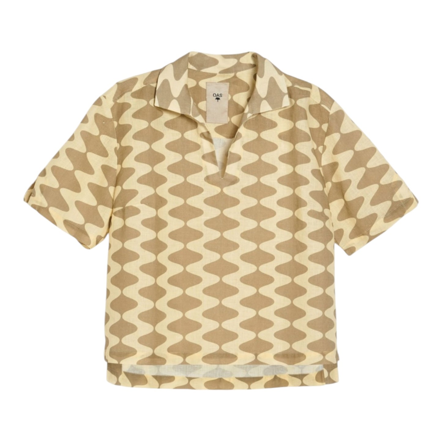 OAS Beige and Cream Linen Shirt - 10/12
