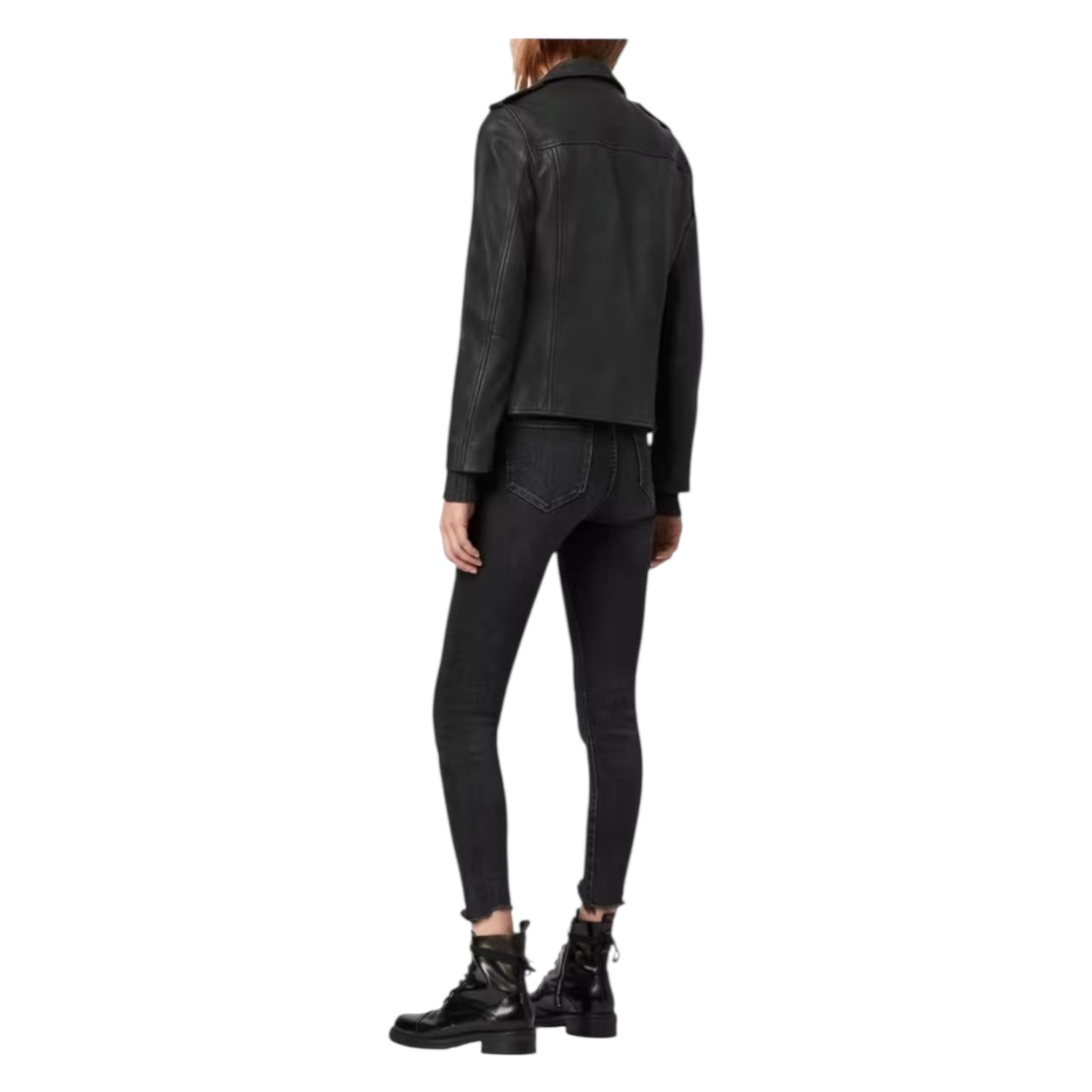 AllSaints Elva Leather Biker Jacket in Black - 8