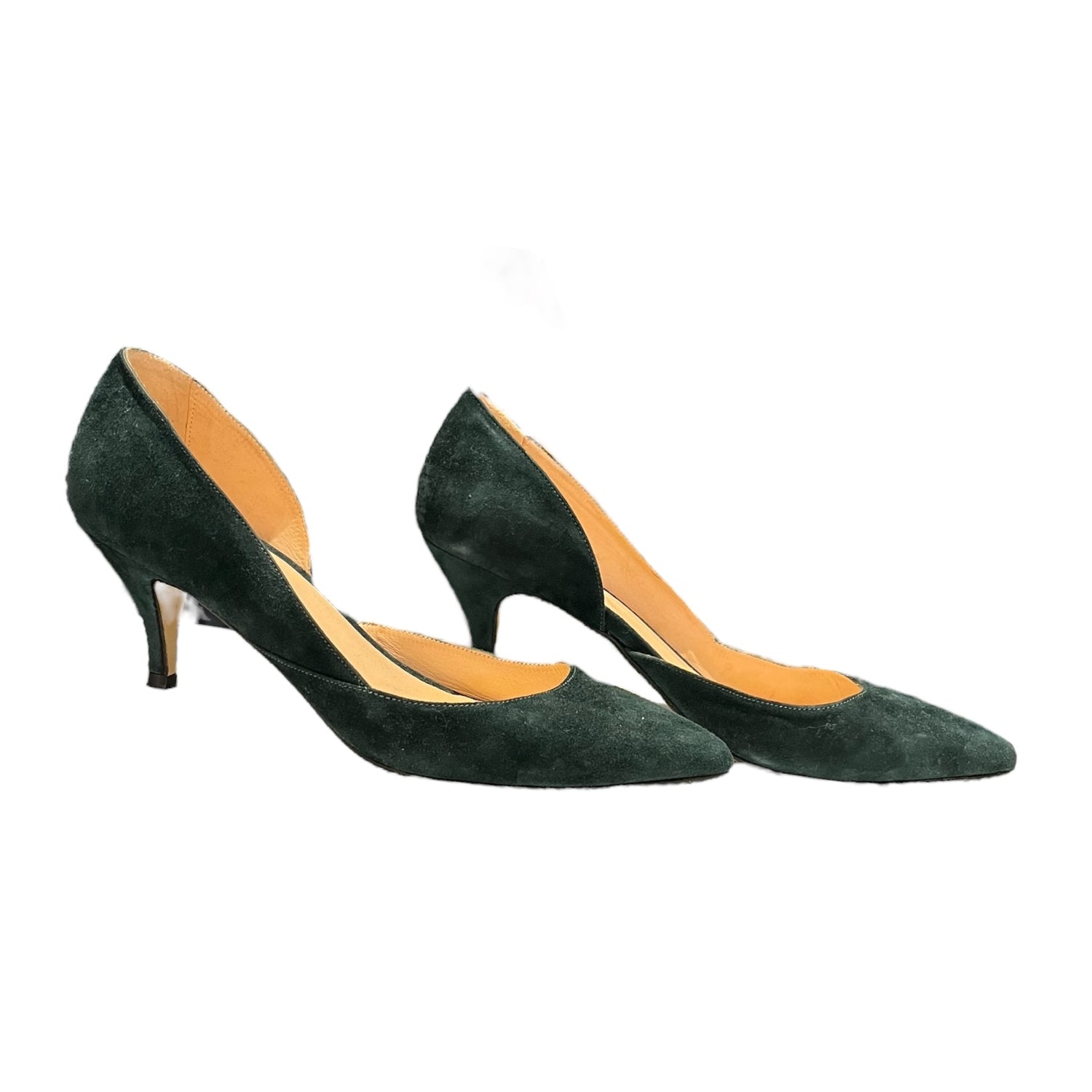 Green suede kitten heels hotsell