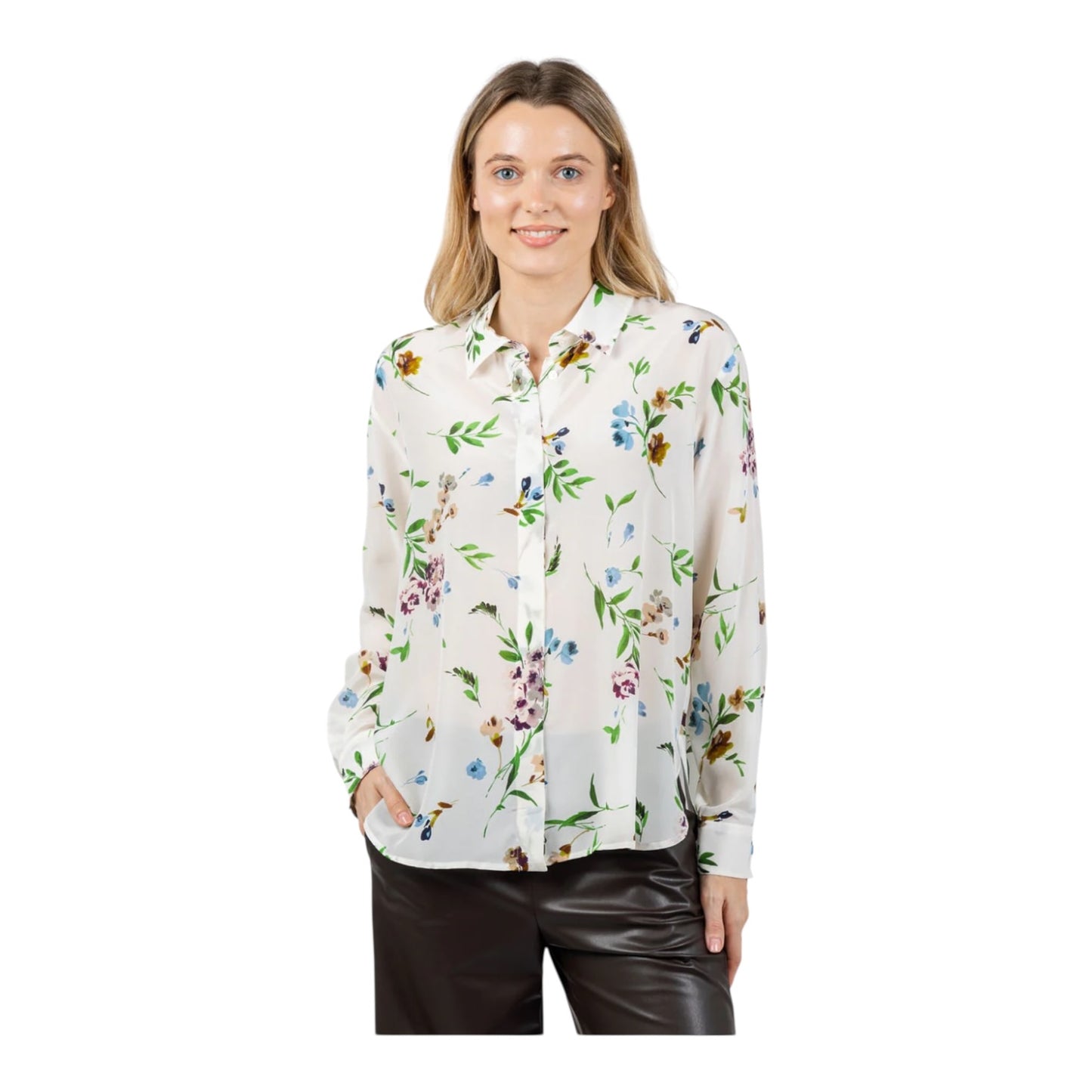 Marella Faretra Cream Floral Silk Blouse - 16