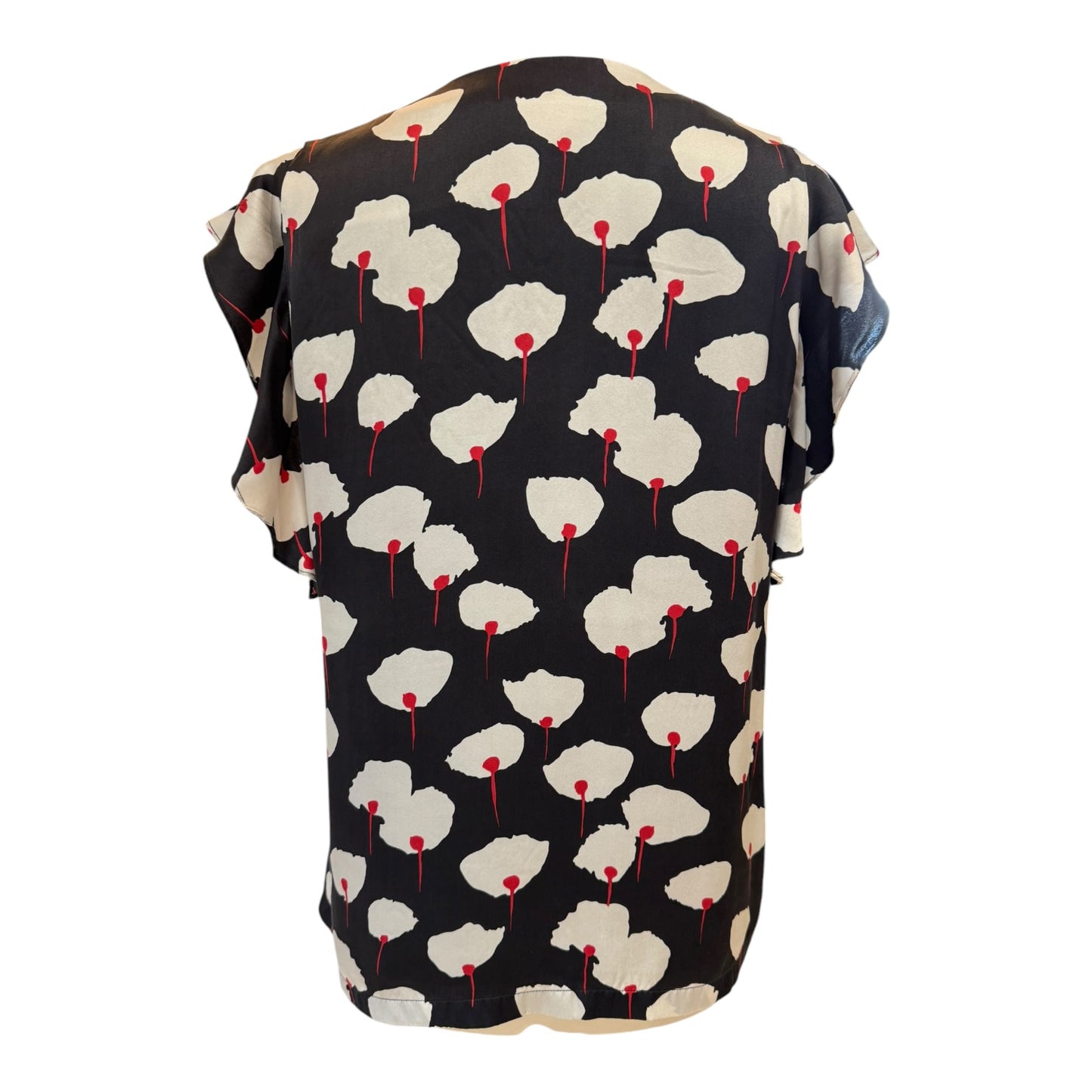 Max Mara Studio Navy, White and Red Floral Silk Top - 12