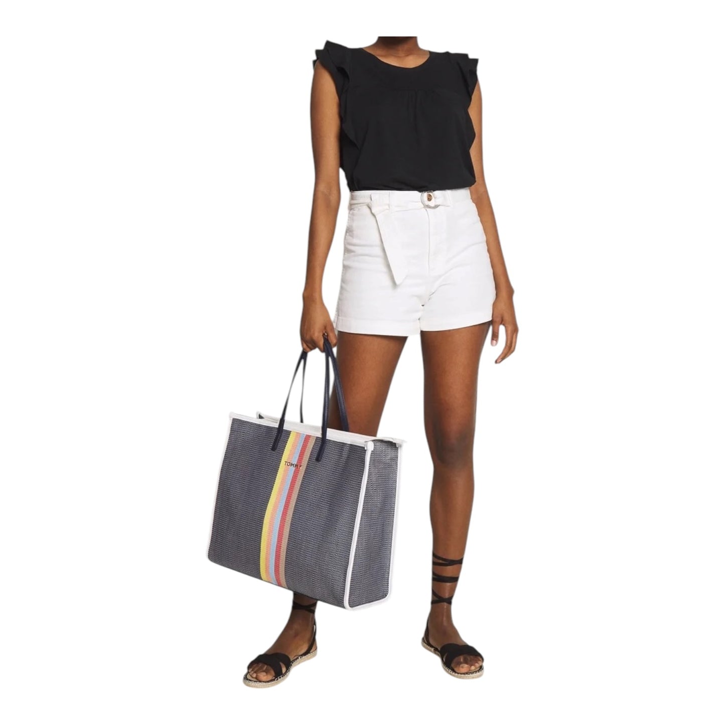 Tommy Hilfiger Navy Raffia Tote