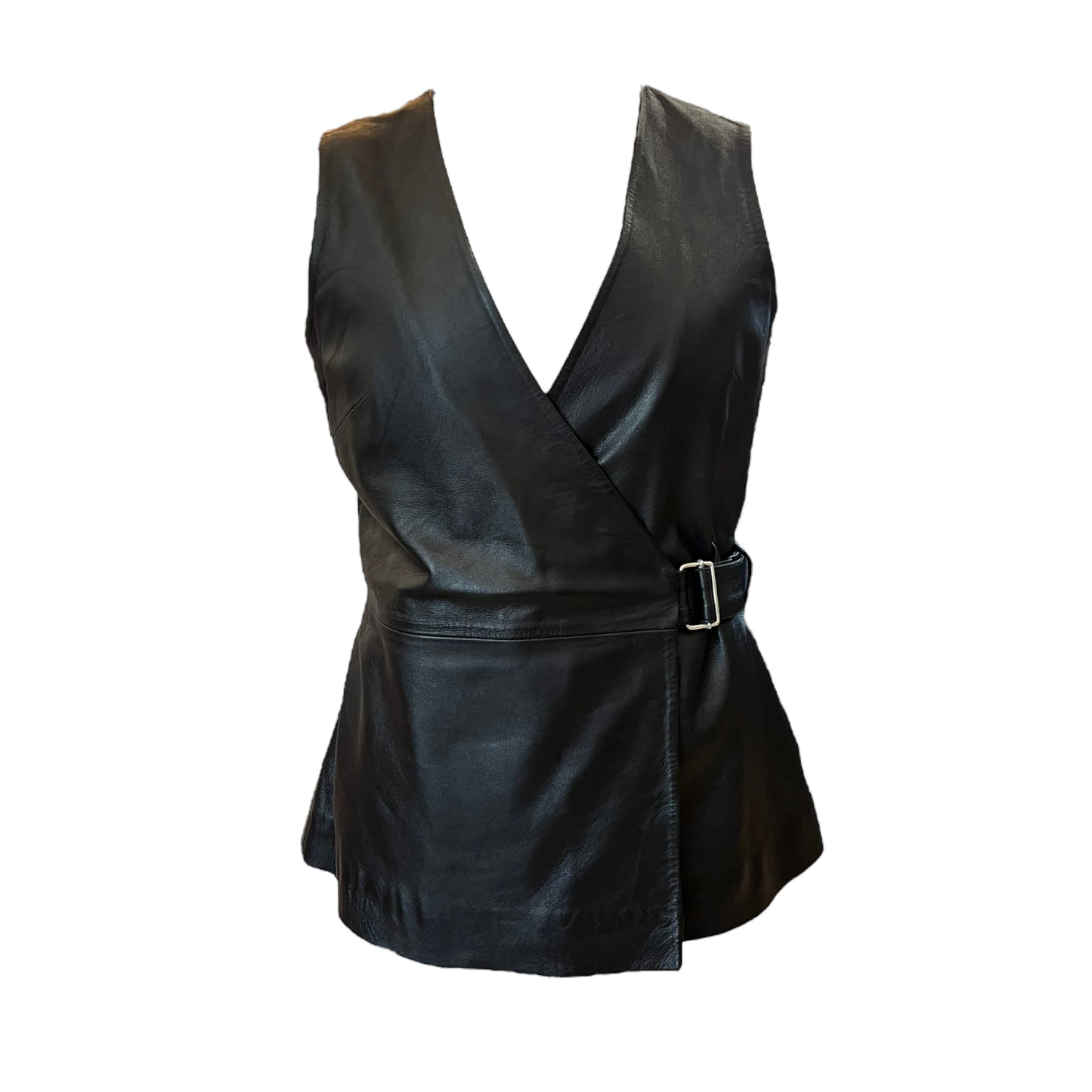 Muubaa Black Leather Waistcoat