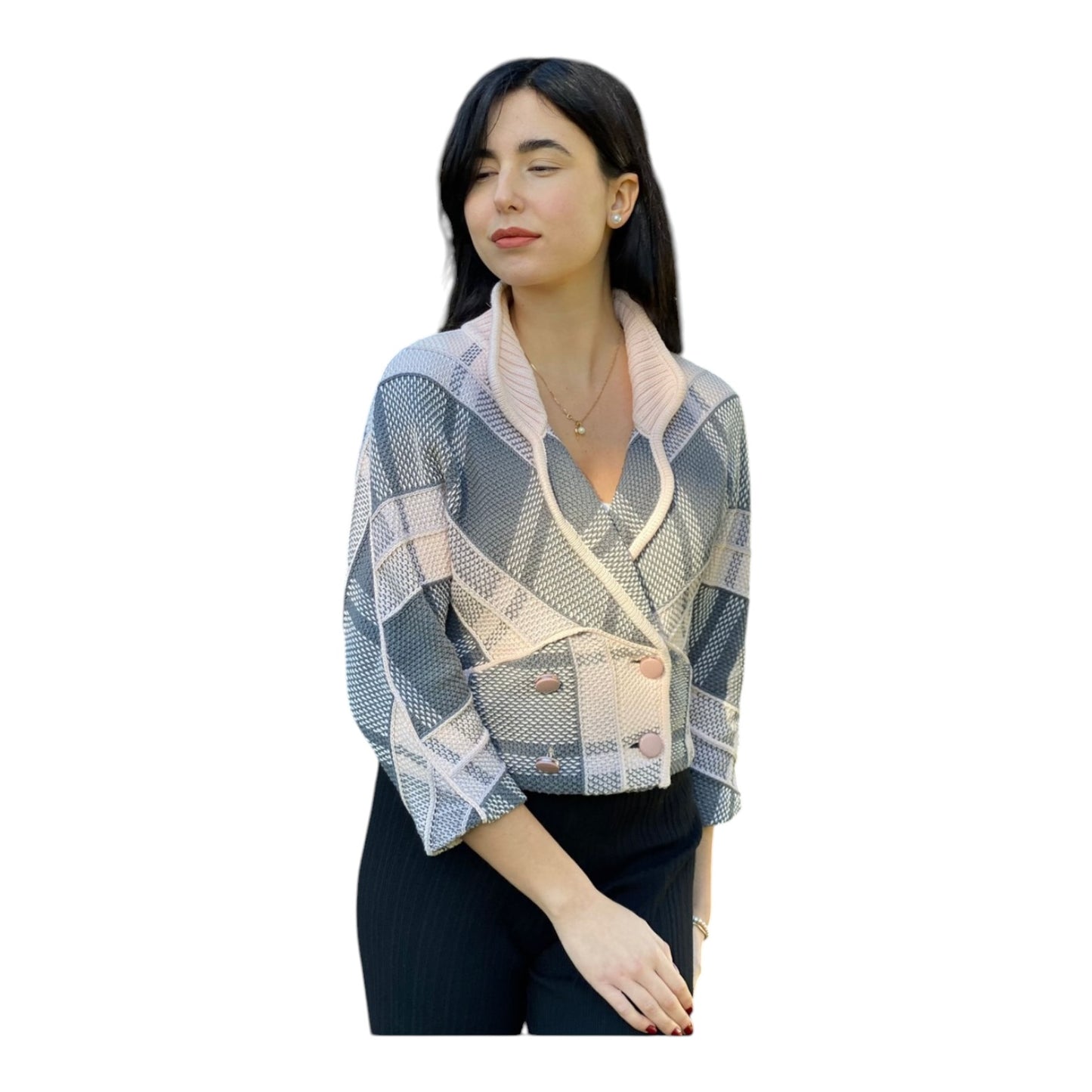 Fendi Pink Check Cardigan - 10 - NEW