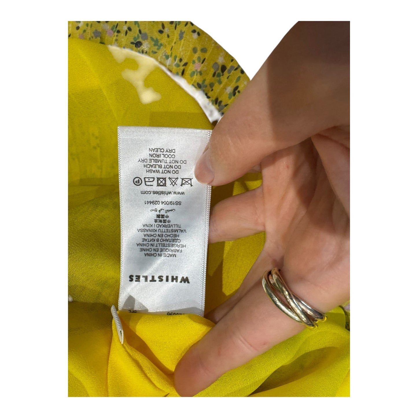 Whistles Yellow Ditsy Blossom Pleated Dress - 8