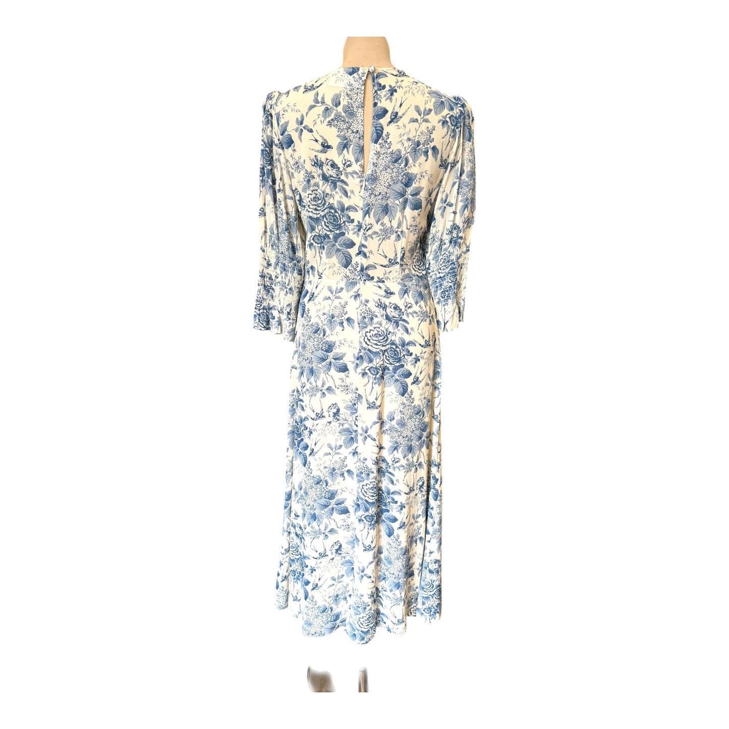 Reformation Carolena Blue and White Midi Dress - 10