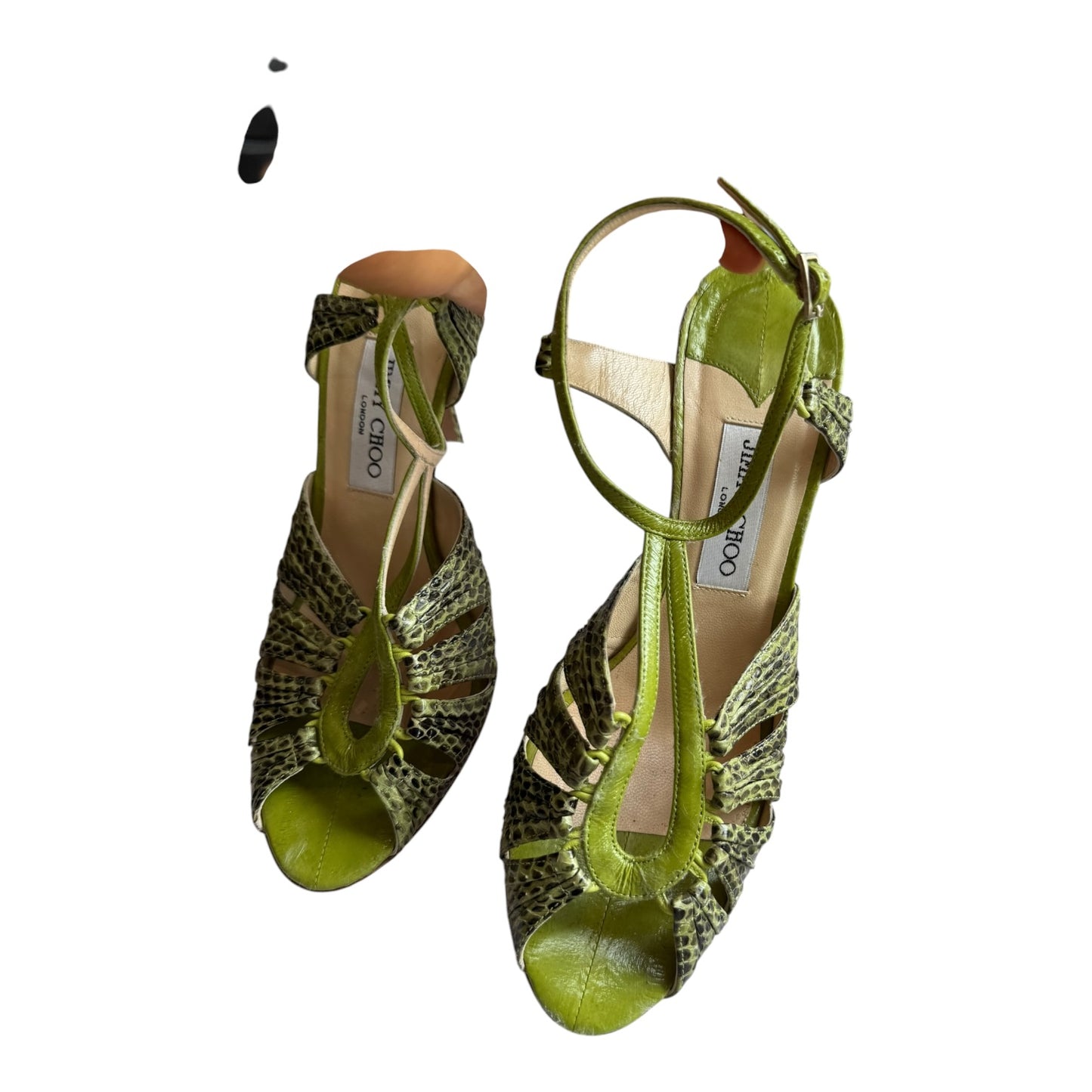 Jimmy Choo Green Snake Print Heels - 39.5 / 6.5
