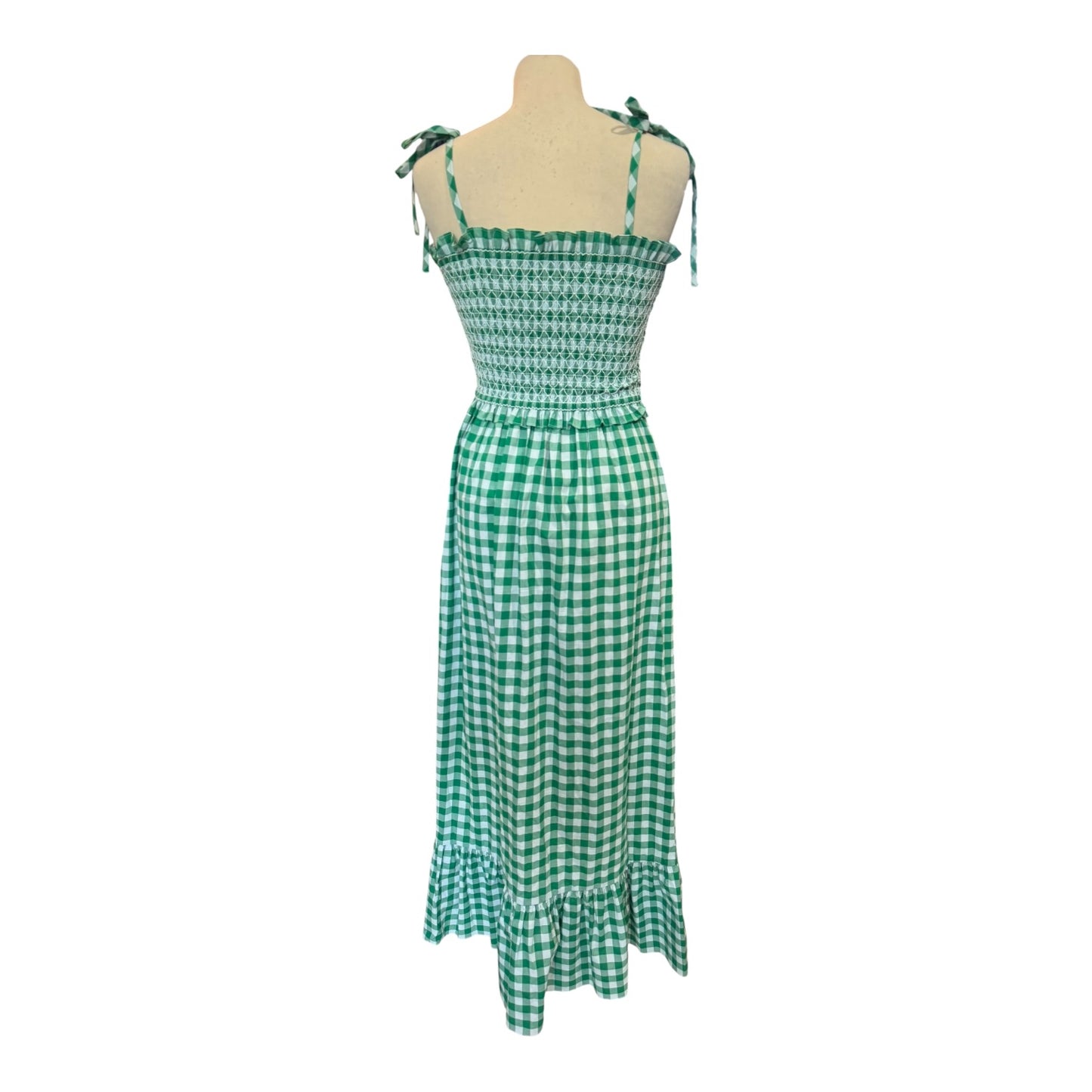 Kate Spade Green Gingham Smocked Bodice Dress - 8