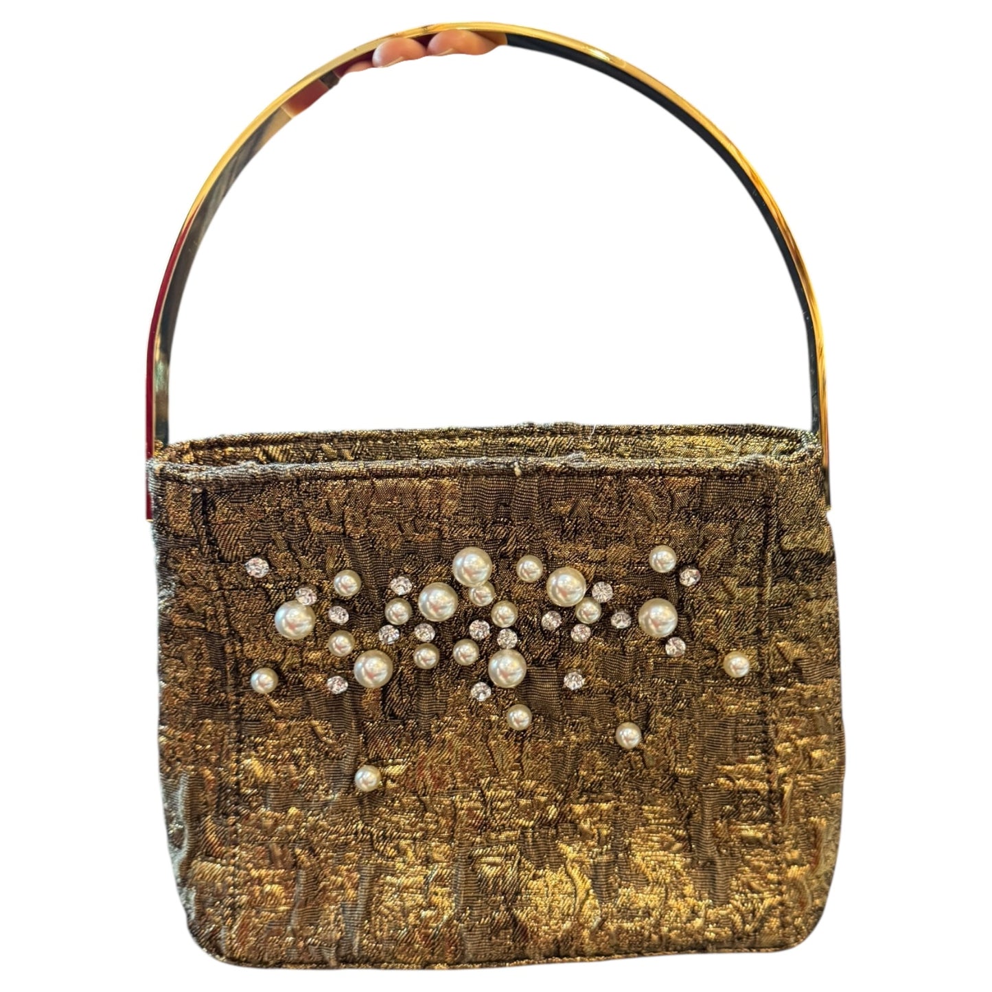 & Other Stories Gold Jacquard and Diamante Bag