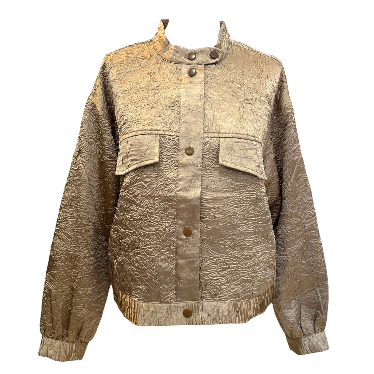 Costa Mani Gold Crinkle Bomber Jacket - 12
