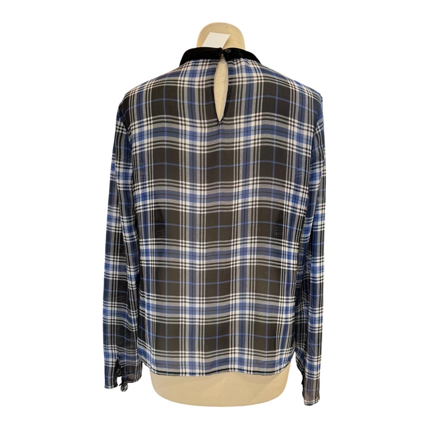 Maje Blue and Black Gingham Top - 10