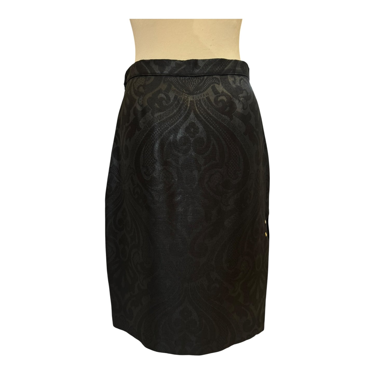 Versace Black Jacquard Pencil Skirt - 8/10