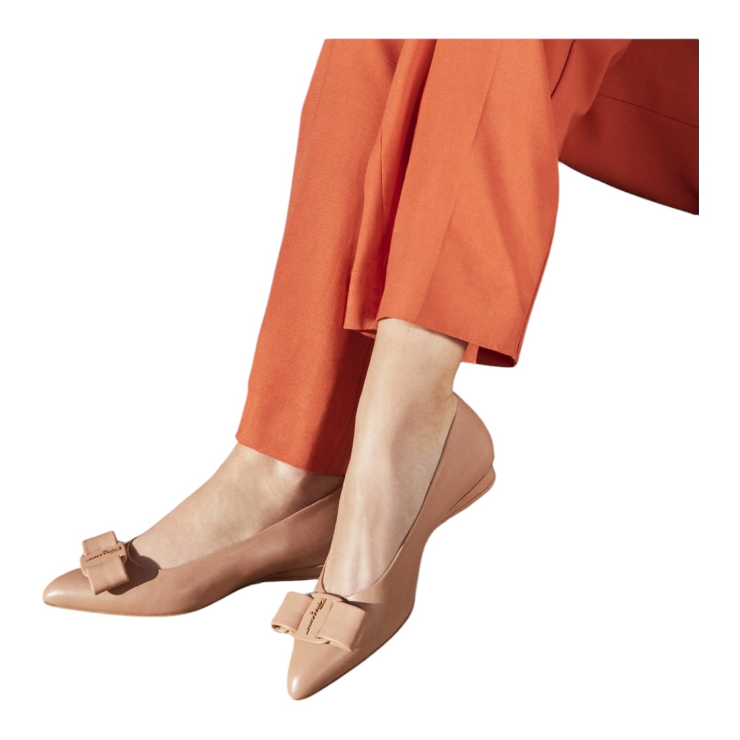Salvatore Ferragamo Nude Bow Front Flats - 7