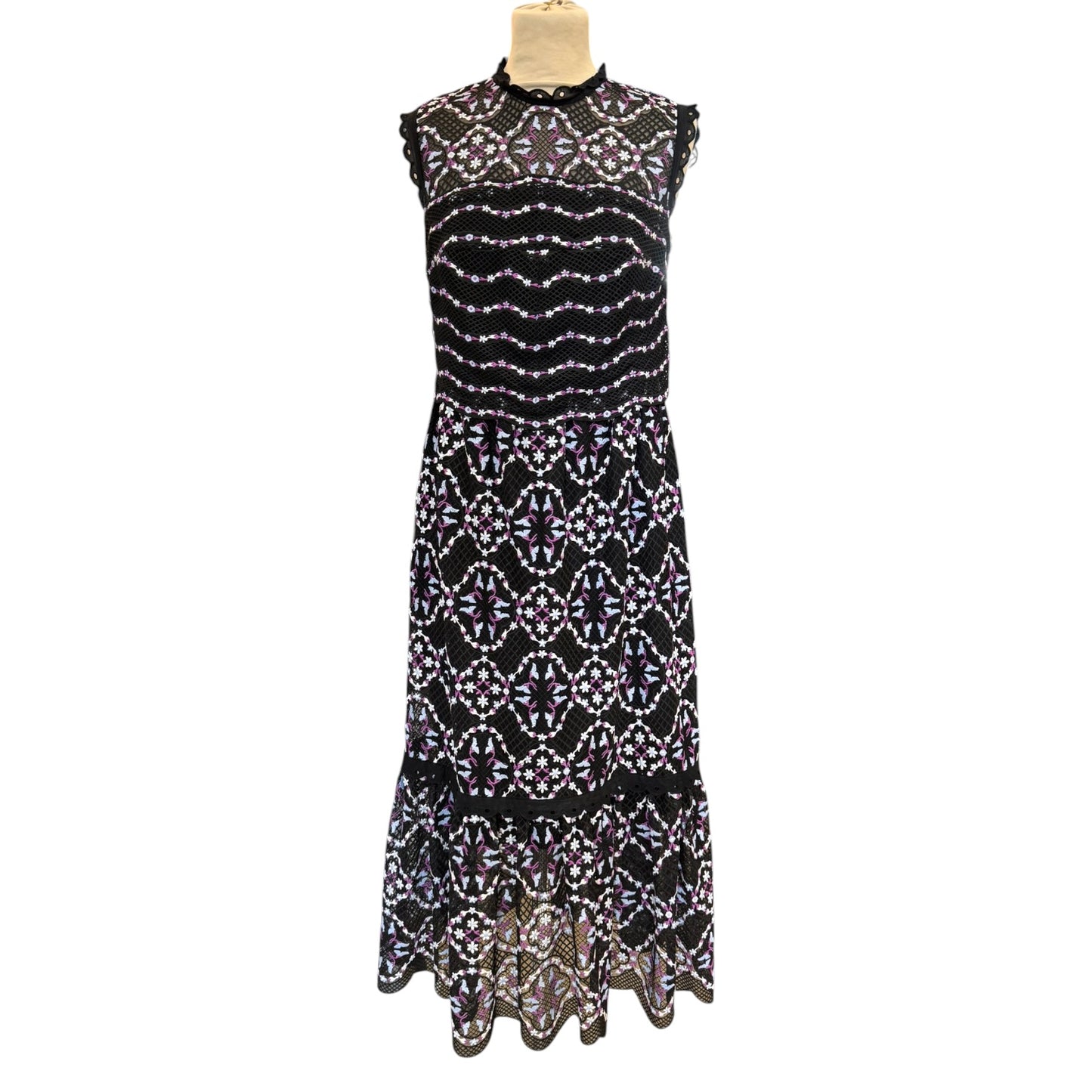 Sandro Black Sleeveless Lace Dress - 10