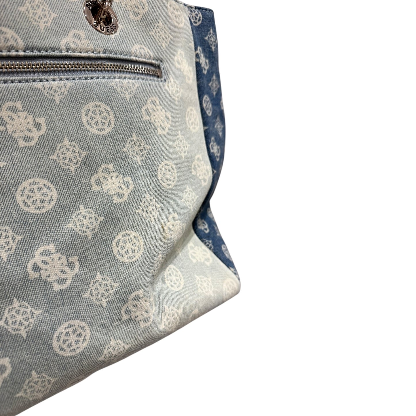 Guess Cessily Denim Shopper Blue Multi Bag