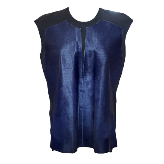 Helmut Lang Black and Blue Suede Top - 14
